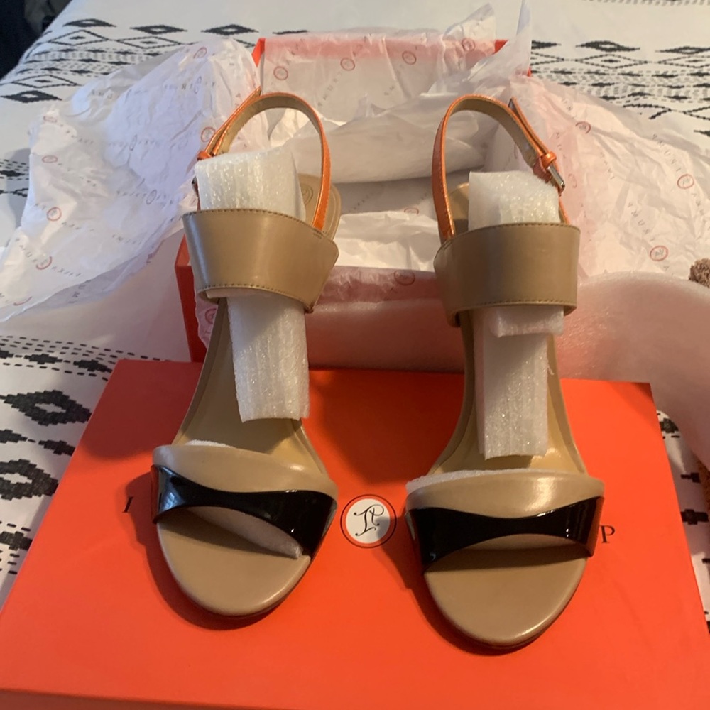 Fabulous Colorblock Sandal Nude/Black/Orange